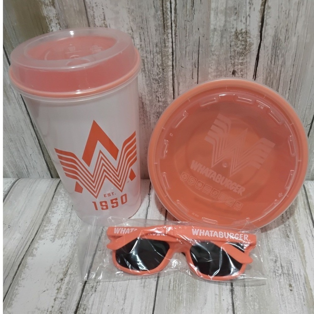 Whataburger Orange Cup Bowl Sunglasses 75th Anniversary Collectible Set‎ - Picture 3 of 7